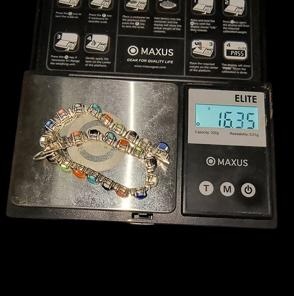 Sterling Silver & Cat's Eye Glass Link Tennis Bracelet - Picture 13 of 13